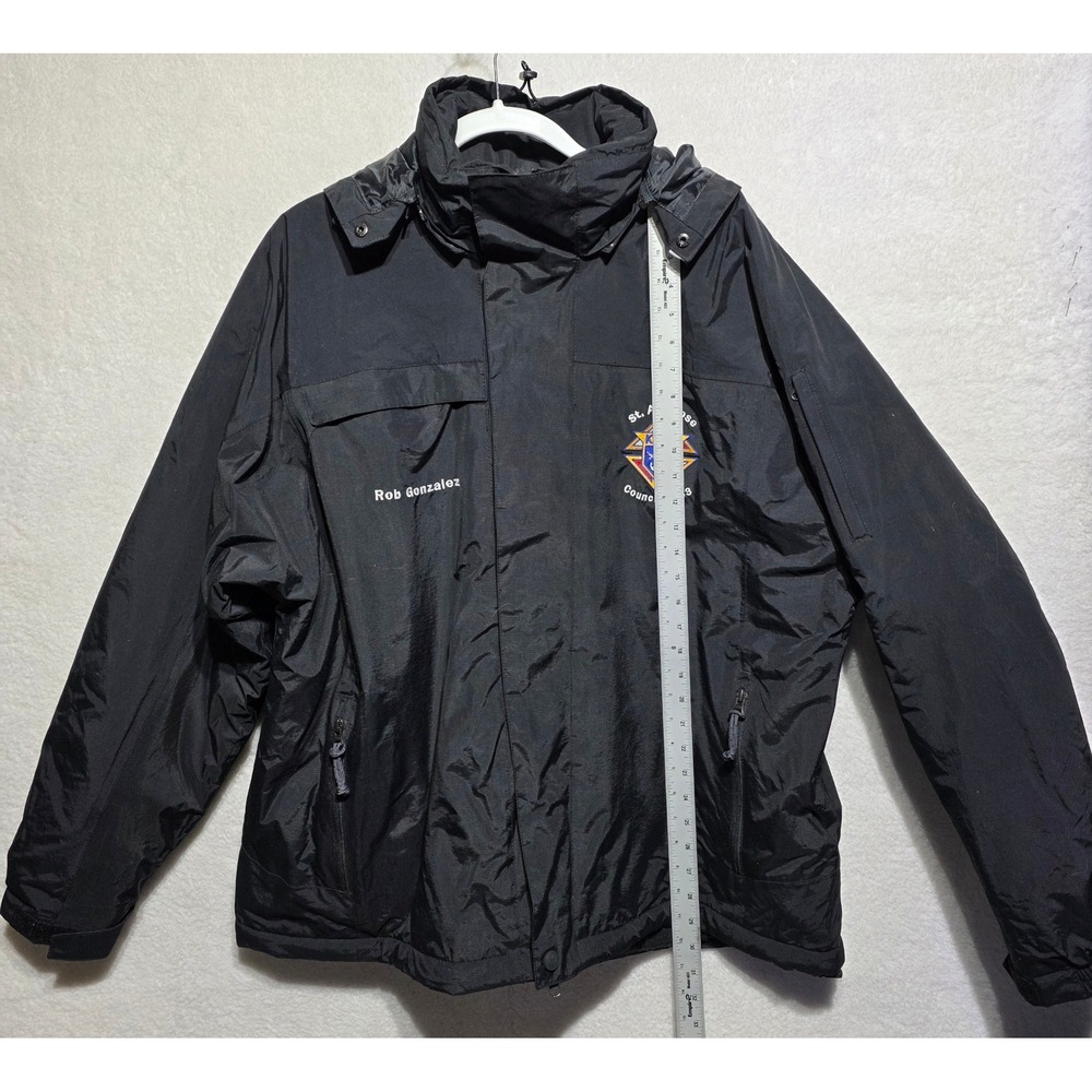 Black Fleece Lined Hooded Jacket Knights of Columbus St Ambrose Council 1489 XL - Picture 13 of 14